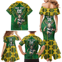 Custom South Africa Rugby 2024 Family Matching Mermaid Dress and Hawaiian Shirt Go Bokke African Pattern LT05 - Wonder Print Shop