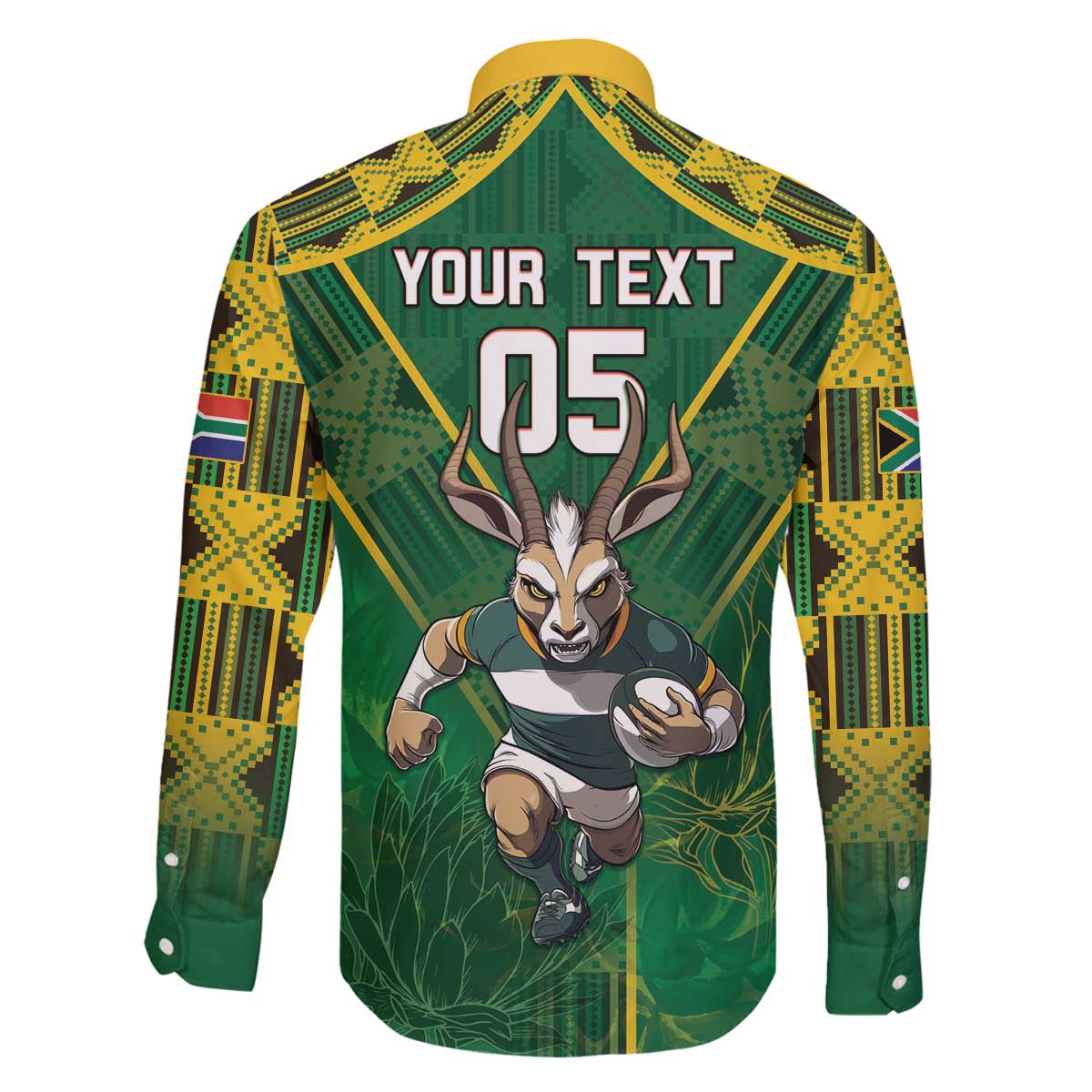Custom South Africa Rugby 2024 Family Matching Off The Shoulder Long Sleeve Dress and Hawaiian Shirt Go Bokke African Pattern LT05 - Wonder Print Shop