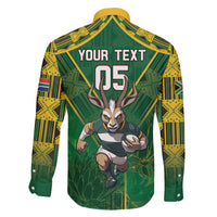 Custom South Africa Rugby 2024 Family Matching Off The Shoulder Long Sleeve Dress and Hawaiian Shirt Go Bokke African Pattern LT05 - Wonder Print Shop