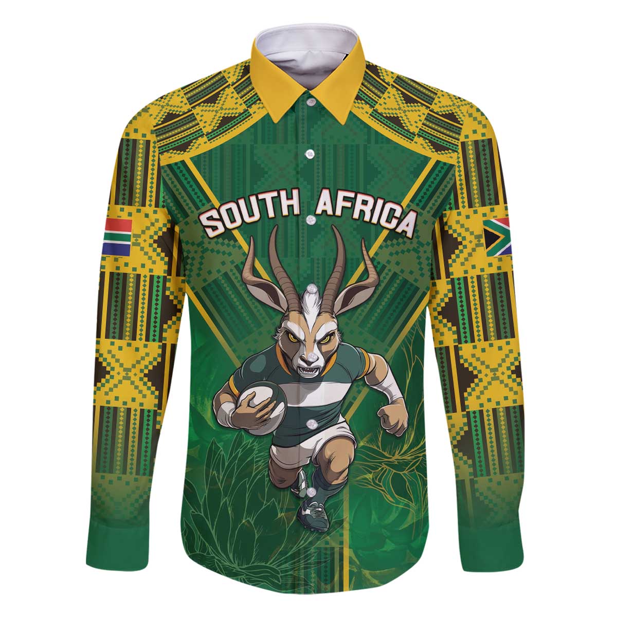 Custom South Africa Rugby 2024 Family Matching Off Shoulder Short Dress and Hawaiian Shirt Go Bokke African Pattern LT05 - Wonder Print Shop
