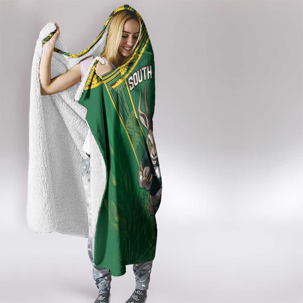 South Africa Rugby 2024 Hooded Blanket Go Bokke African Pattern