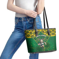 South Africa Rugby 2024 Leather Tote Bag Go Bokke African Pattern LT05 - Wonder Print Shop