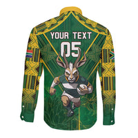 Custom South Africa Rugby 2024 Long Sleeve Button Shirt Go Bokke African Pattern LT05 - Wonder Print Shop