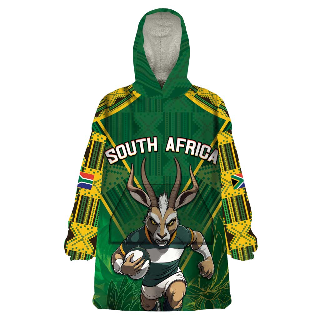 Custom South Africa Rugby 2024 Wearable Blanket Hoodie Go Bokke African Pattern LT05 - Wonder Print Shop