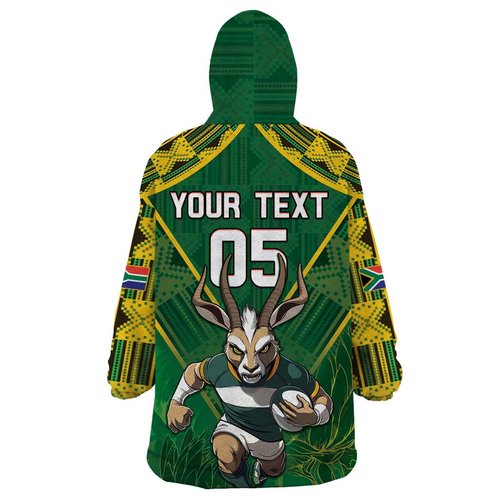Custom South Africa Rugby 2024 Wearable Blanket Hoodie Go Bokke African Pattern LT05 - Wonder Print Shop
