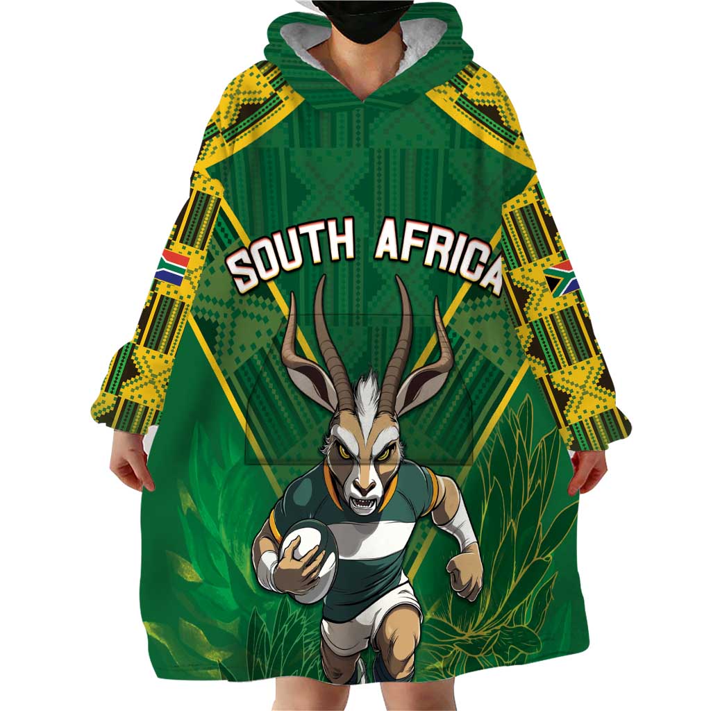 Custom South Africa Rugby 2024 Wearable Blanket Hoodie Go Bokke African Pattern LT05 - Wonder Print Shop