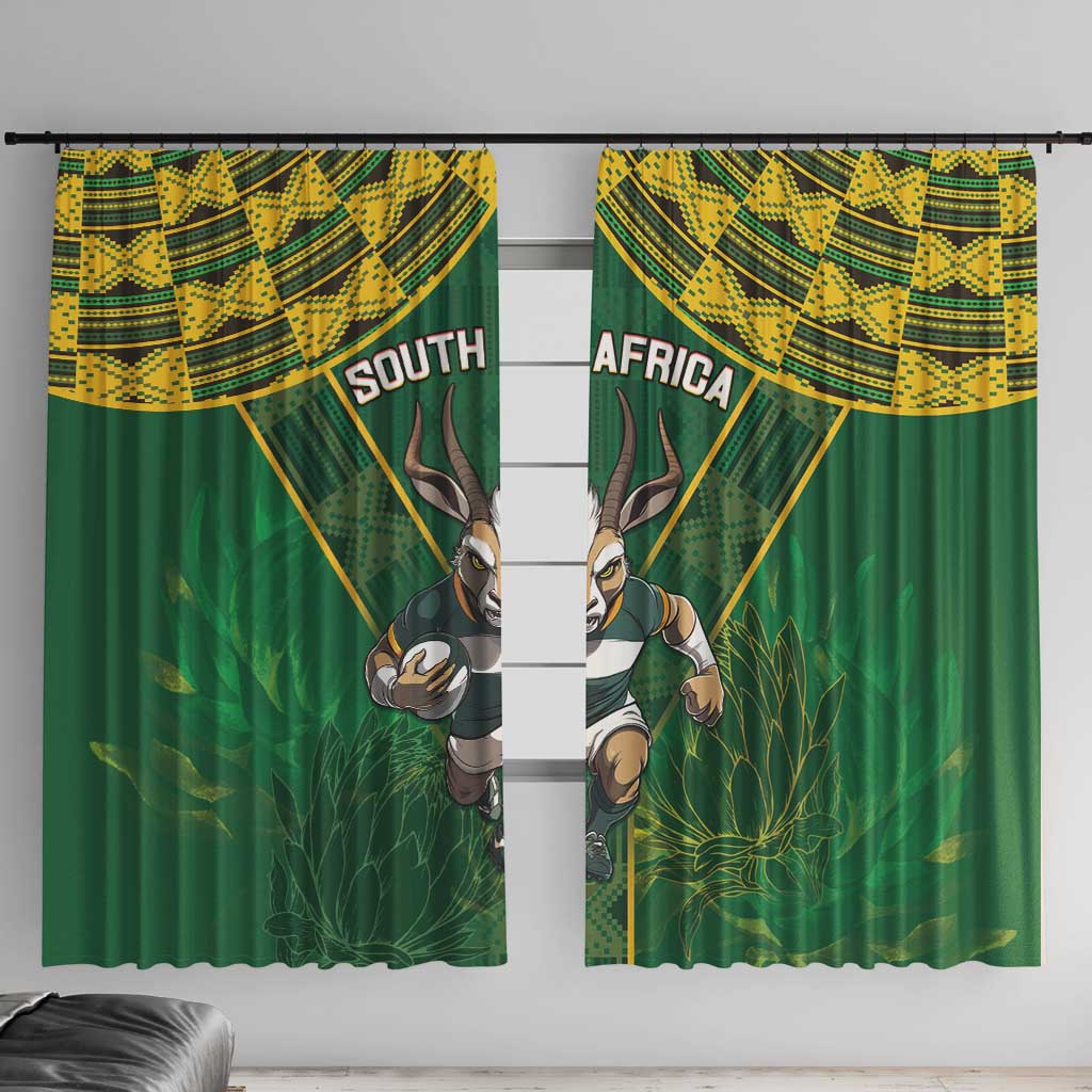 South Africa Rugby 2024 Window Curtain Go Bokke African Pattern LT05 - Wonder Print Shop