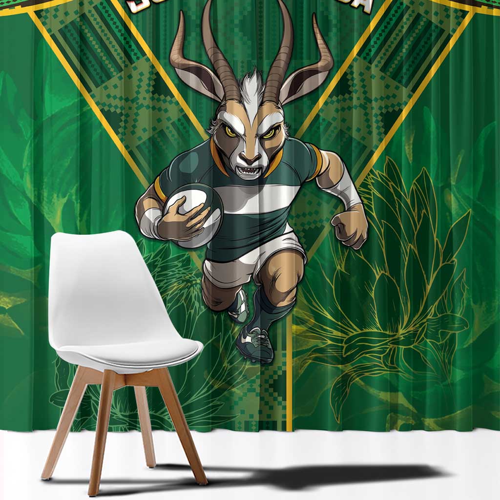 South Africa Rugby 2024 Window Curtain Go Bokke African Pattern LT05 - Wonder Print Shop