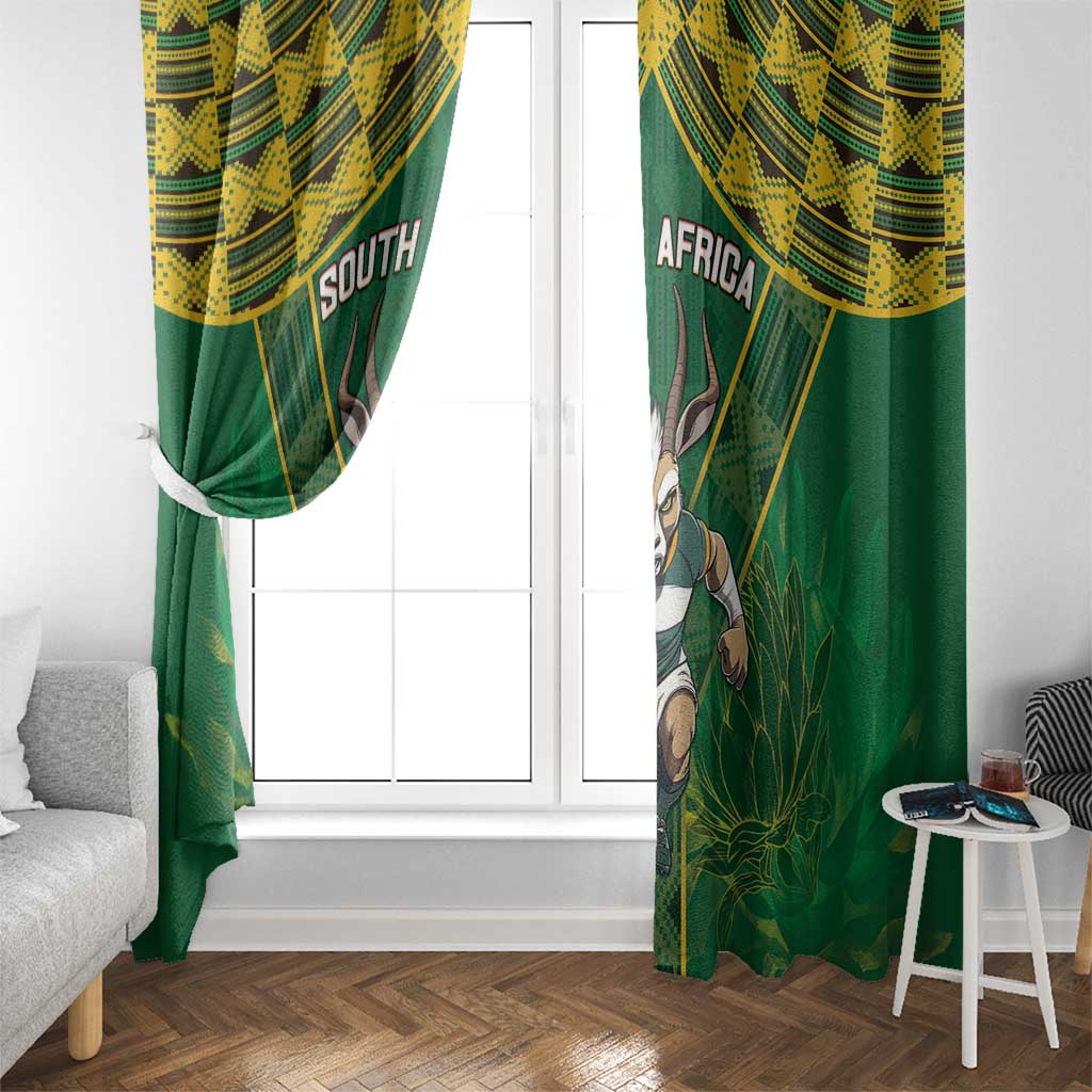 South Africa Rugby 2024 Window Curtain Go Bokke African Pattern LT05 - Wonder Print Shop