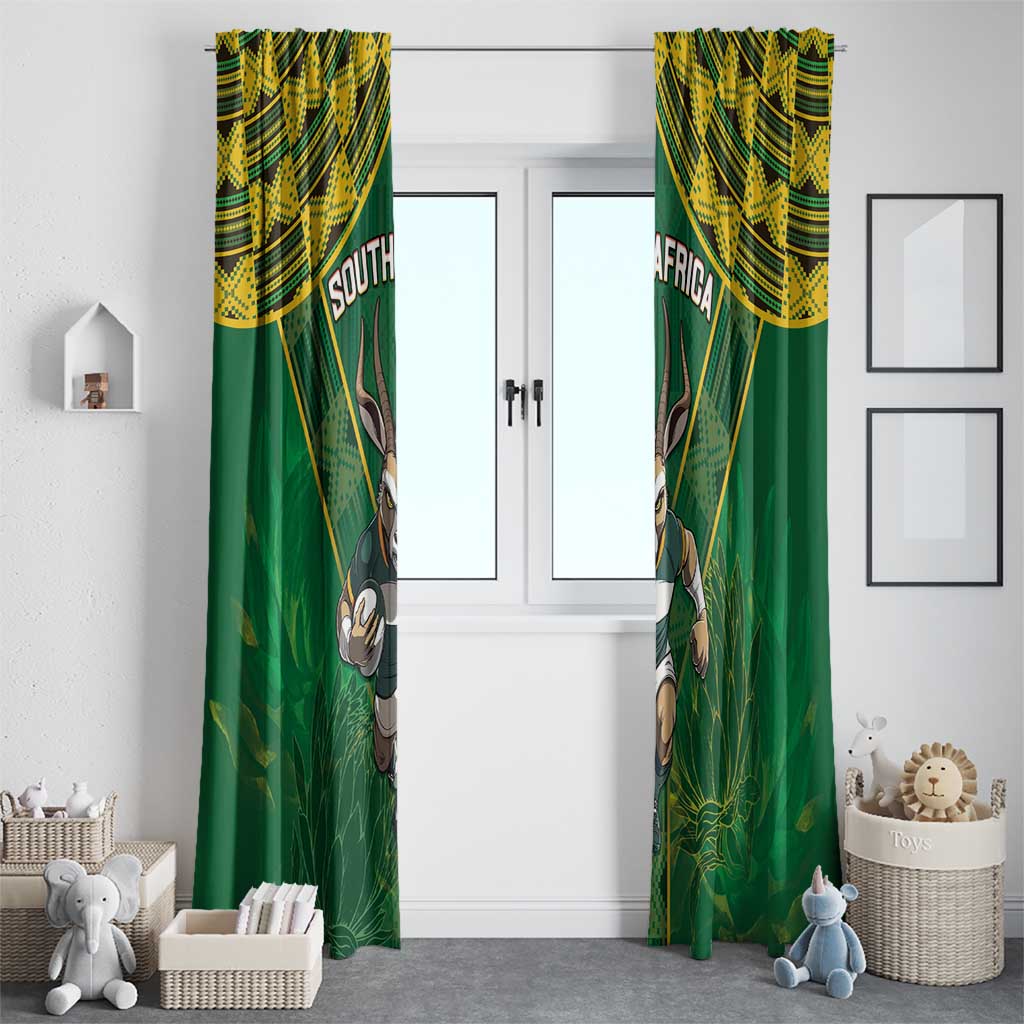 South Africa Rugby 2024 Window Curtain Go Bokke African Pattern LT05 - Wonder Print Shop