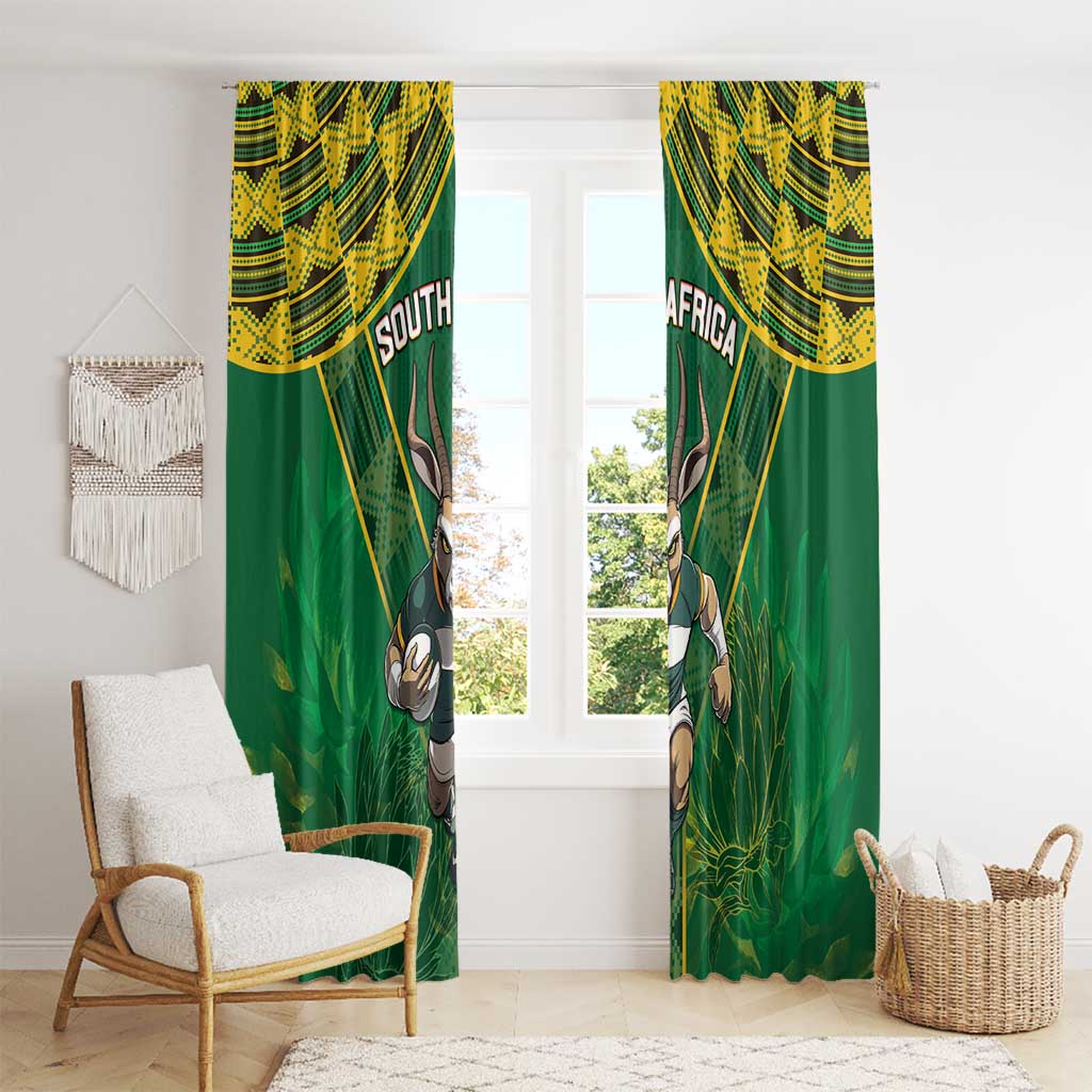 South Africa Rugby 2024 Window Curtain Go Bokke African Pattern LT05 - Wonder Print Shop