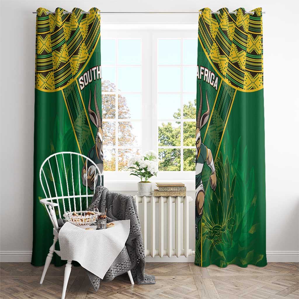 South Africa Rugby 2024 Window Curtain Go Bokke African Pattern LT05 - Wonder Print Shop