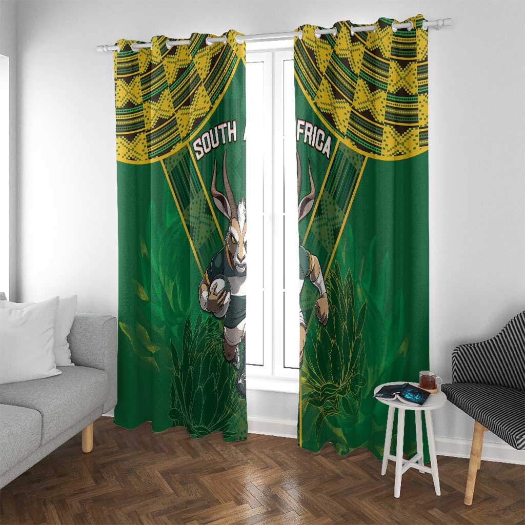 South Africa Rugby 2024 Window Curtain Go Bokke African Pattern LT05 - Wonder Print Shop
