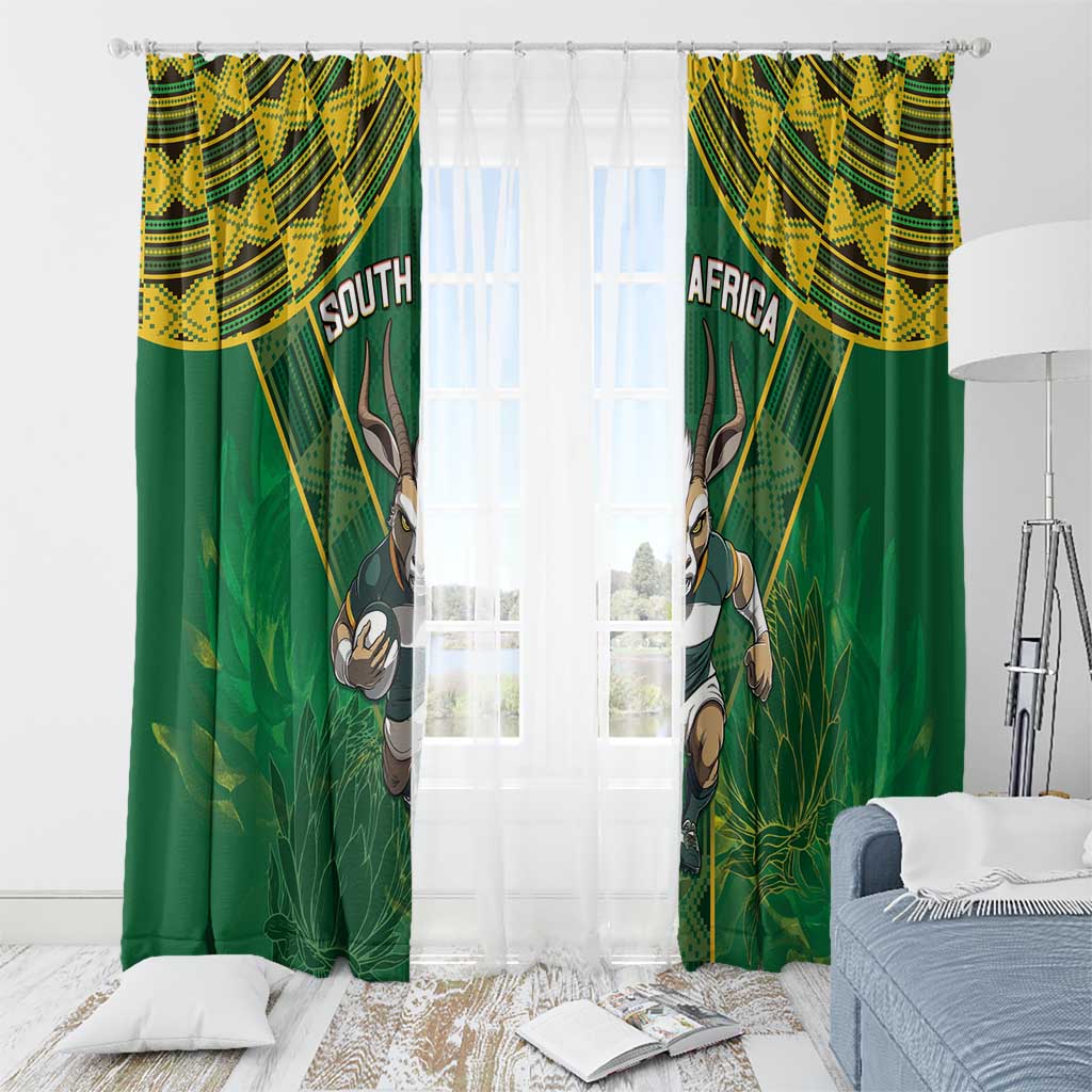 South Africa Rugby 2024 Window Curtain Go Bokke African Pattern LT05 - Wonder Print Shop