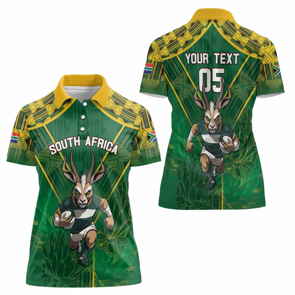 Custom South Africa Rugby 2024 Women Polo Shirt Go Bokke African Pattern LT05 - Wonder Print Shop