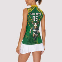 Custom South Africa Rugby 2024 Women Sleeveless Polo Shirt Go Bokke African Pattern LT05 - Wonder Print Shop
