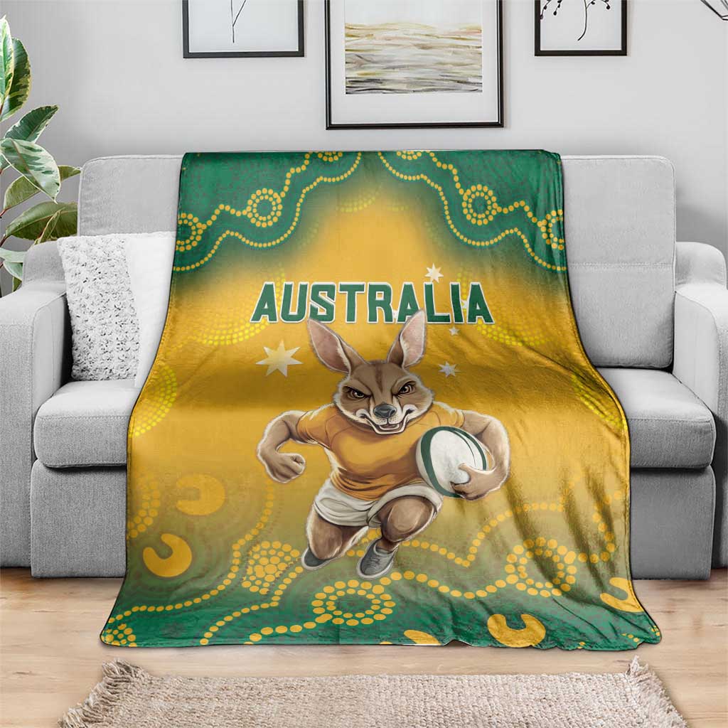 Australia Rugby 2024 Blanket Go Wallabies Aboriginal Pattern