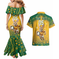 Custom Australia Rugby 2024 Couples Matching Mermaid Dress and Hawaiian Shirt Go Wallabies Aboriginal Pattern LT05 - Wonder Print Shop