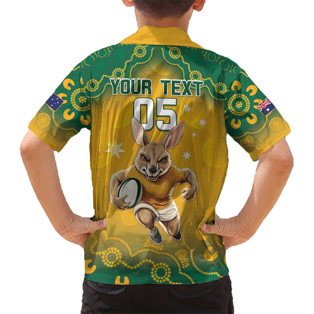 Custom Australia Rugby 2024 Family Matching Short Sleeve Bodycon Dress and Hawaiian Shirt Go Wallabies Aboriginal Pattern LT05 - Wonder Print Shop