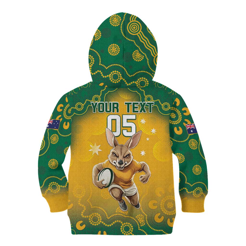 Custom Australia Rugby 2024 Kid Hoodie Go Wallabies Aboriginal Pattern LT05 - Wonder Print Shop