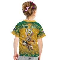 Custom Australia Rugby 2024 Kid T Shirt Go Wallabies Aboriginal Pattern LT05 - Wonder Print Shop