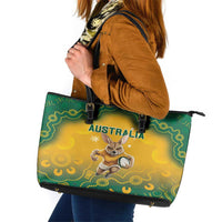 Australia Rugby 2024 Leather Tote Bag Go Wallabies Aboriginal Pattern LT05 - Wonder Print Shop