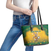 Australia Rugby 2024 Leather Tote Bag Go Wallabies Aboriginal Pattern LT05 - Wonder Print Shop