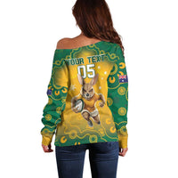 Custom Australia Rugby 2024 Off Shoulder Sweater Go Wallabies Aboriginal Pattern LT05 - Wonder Print Shop