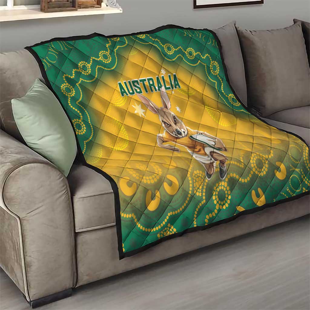 Australia Rugby 2024 Quilt Go Wallabies Aboriginal Pattern LT05 - Wonder Print Shop