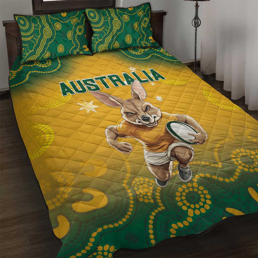 Australia Rugby 2024 Quilt Bed Set Go Wallabies Aboriginal Pattern LT05 - Wonder Print Shop