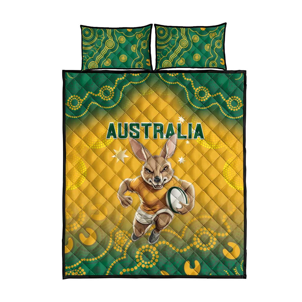 Australia Rugby 2024 Quilt Bed Set Go Wallabies Aboriginal Pattern LT05 - Wonder Print Shop
