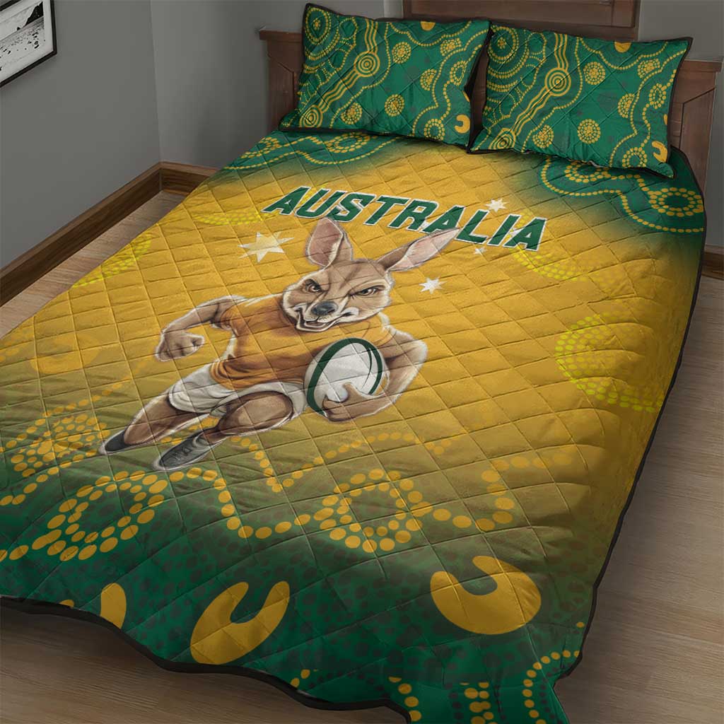 Australia Rugby 2024 Quilt Bed Set Go Wallabies Aboriginal Pattern LT05 - Wonder Print Shop
