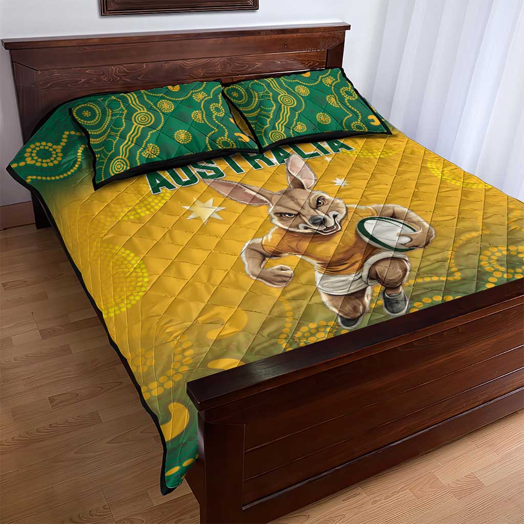 Australia Rugby 2024 Quilt Bed Set Go Wallabies Aboriginal Pattern LT05 - Wonder Print Shop