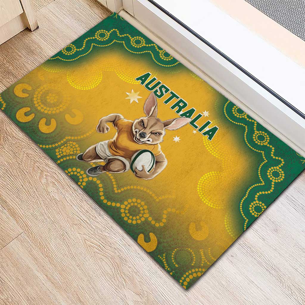 Australia Rugby 2024 Rubber Doormat Go Wallabies Aboriginal Pattern LT05 - Wonder Print Shop