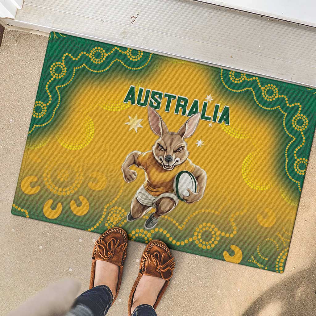Australia Rugby 2024 Rubber Doormat Go Wallabies Aboriginal Pattern LT05 - Wonder Print Shop