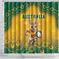 Australia Rugby 2024 Shower Curtain Go Wallabies Aboriginal Pattern