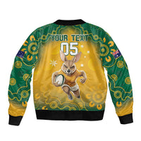 Custom Australia Rugby 2024 Sleeve Zip Bomber Jacket Go Wallabies Aboriginal Pattern LT05 - Wonder Print Shop