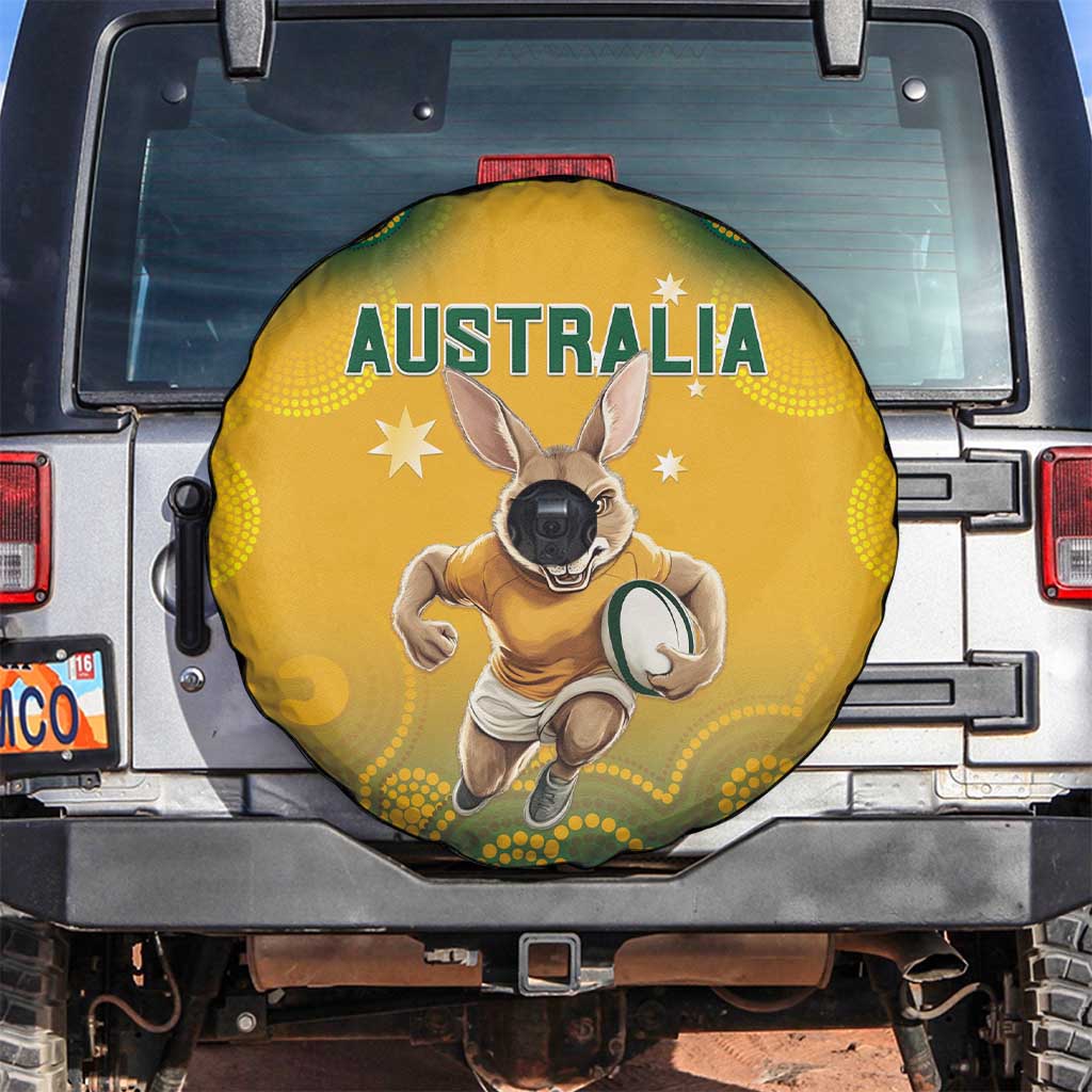 Australia Rugby 2024 Spare Tire Cover Go Wallabies Aboriginal Pattern LT05 - Wonder Print Shop