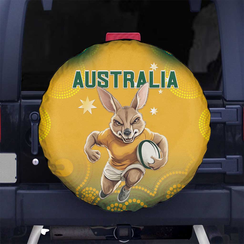Australia Rugby 2024 Spare Tire Cover Go Wallabies Aboriginal Pattern LT05 - Wonder Print Shop