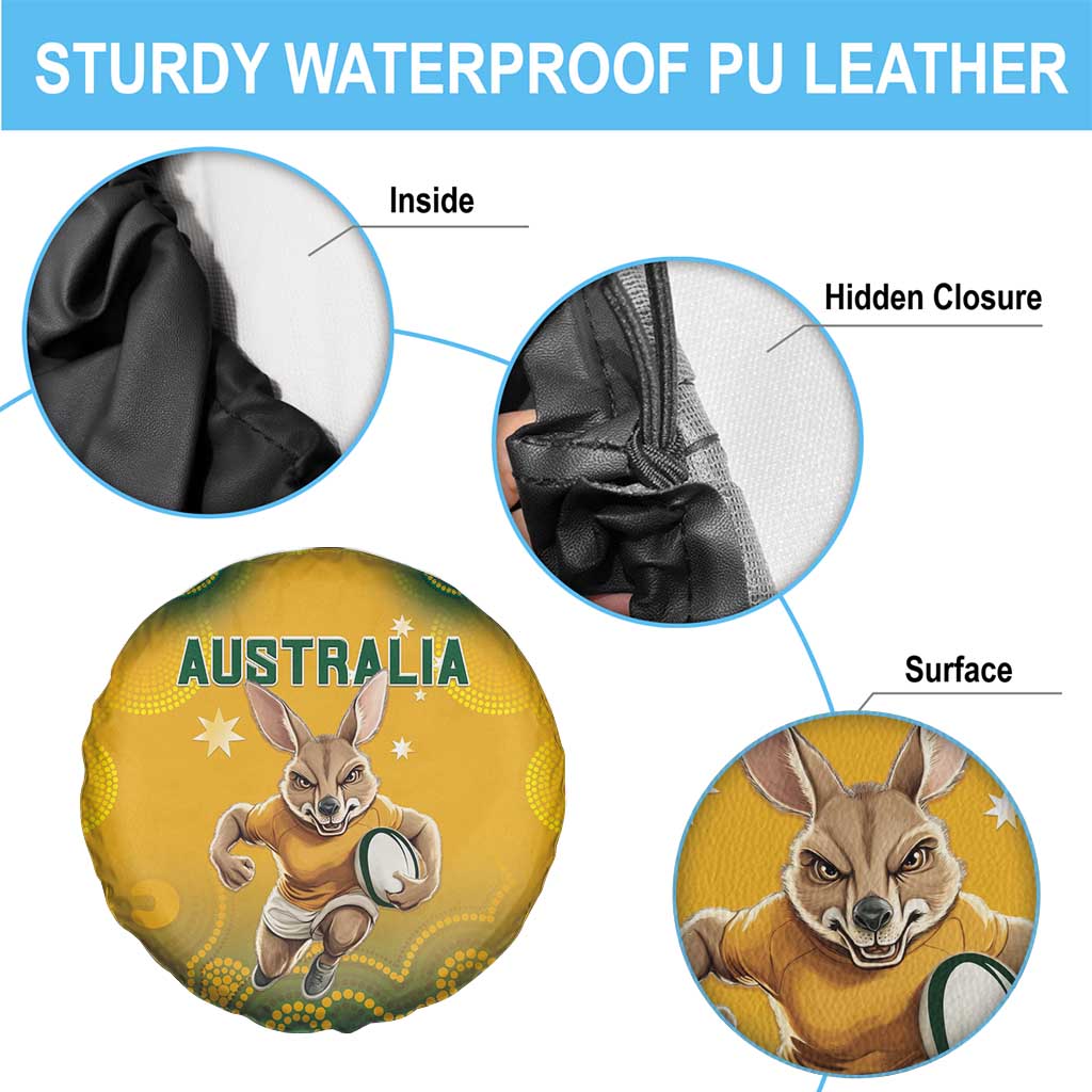 Australia Rugby 2024 Spare Tire Cover Go Wallabies Aboriginal Pattern LT05 - Wonder Print Shop