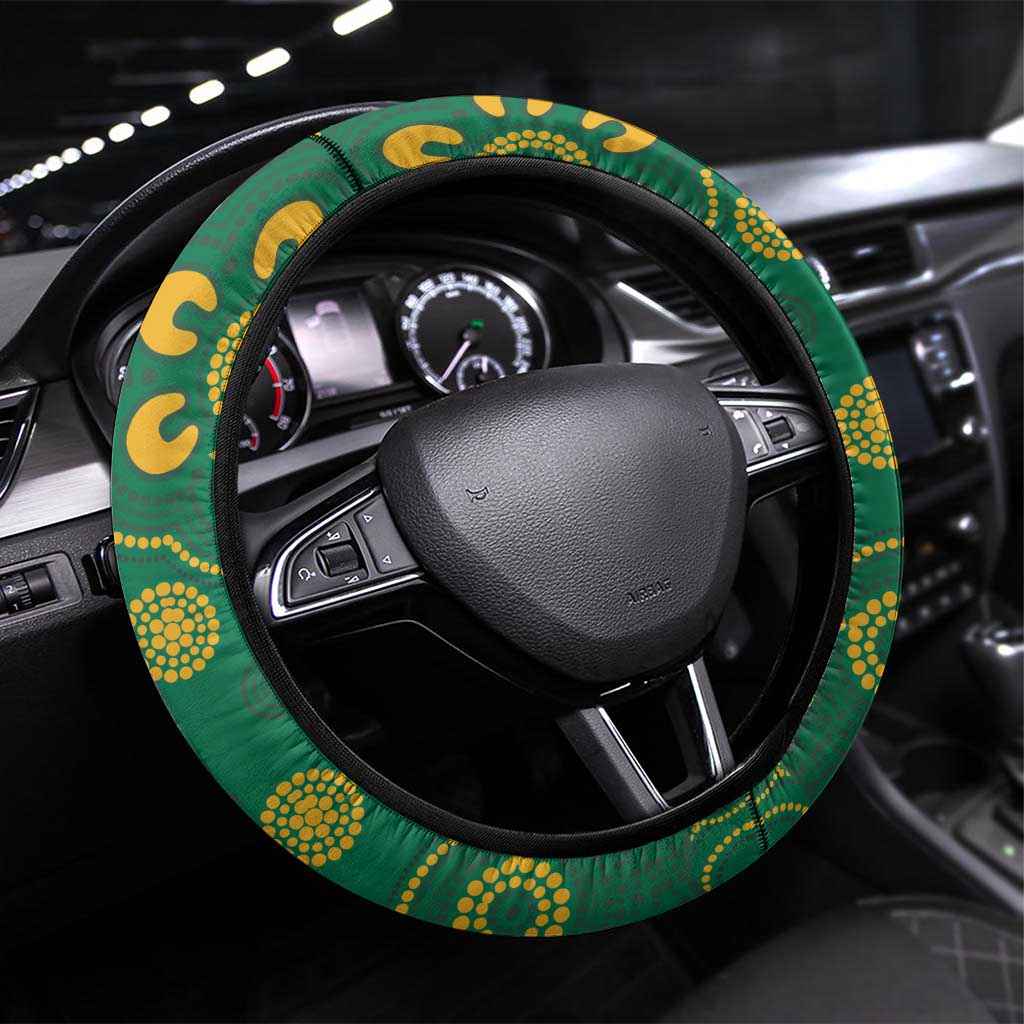 Australia Rugby 2024 Steering Wheel Cover Go Wallabies Aboriginal Pattern LT05 - Wonder Print Shop