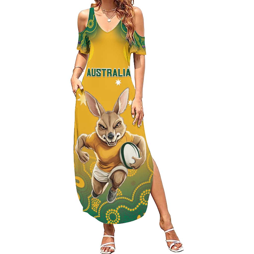 Custom Australia Rugby 2024 Summer Maxi Dress Go Wallabies Aboriginal Pattern LT05 - Wonder Print Shop