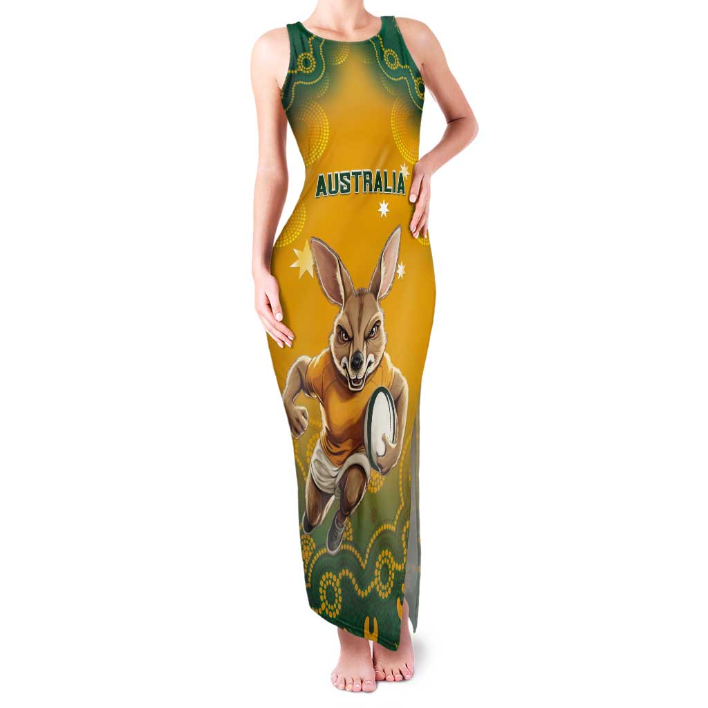 Custom Australia Rugby 2024 Tank Maxi Dress Go Wallabies Aboriginal Pattern LT05 - Wonder Print Shop
