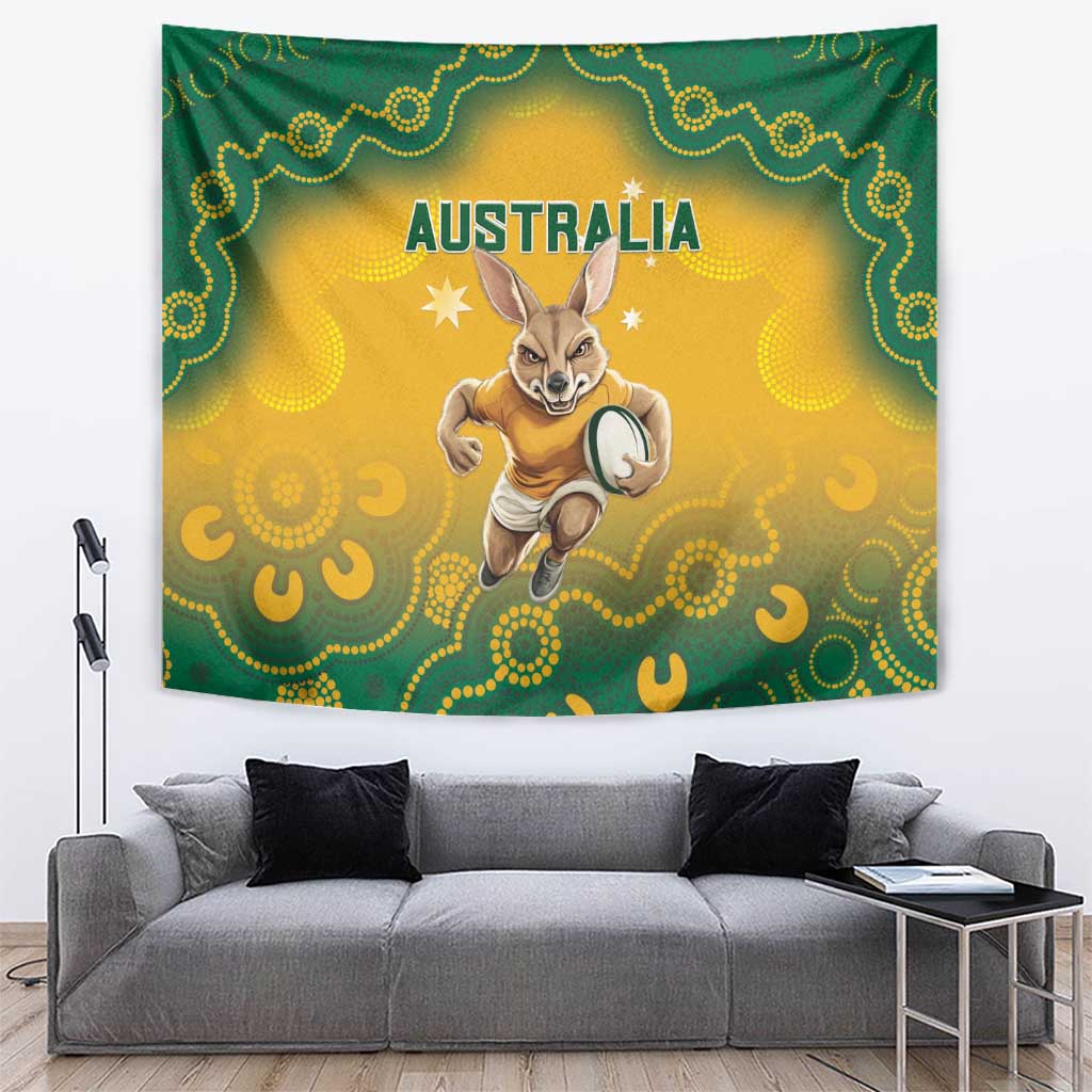Australia Rugby 2024 Tapestry Go Wallabies Aboriginal Pattern LT05 - Wonder Print Shop