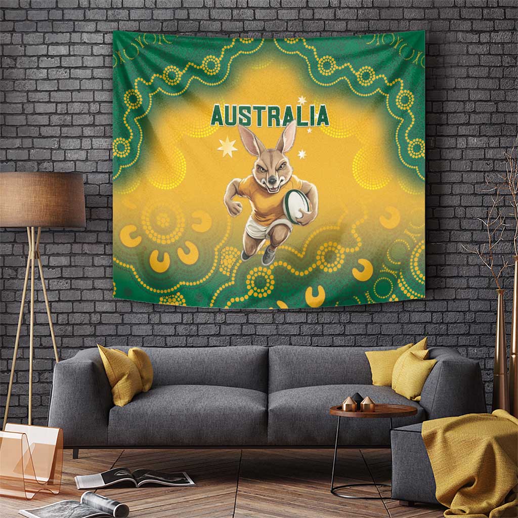 Australia Rugby 2024 Tapestry Go Wallabies Aboriginal Pattern LT05 - Wonder Print Shop