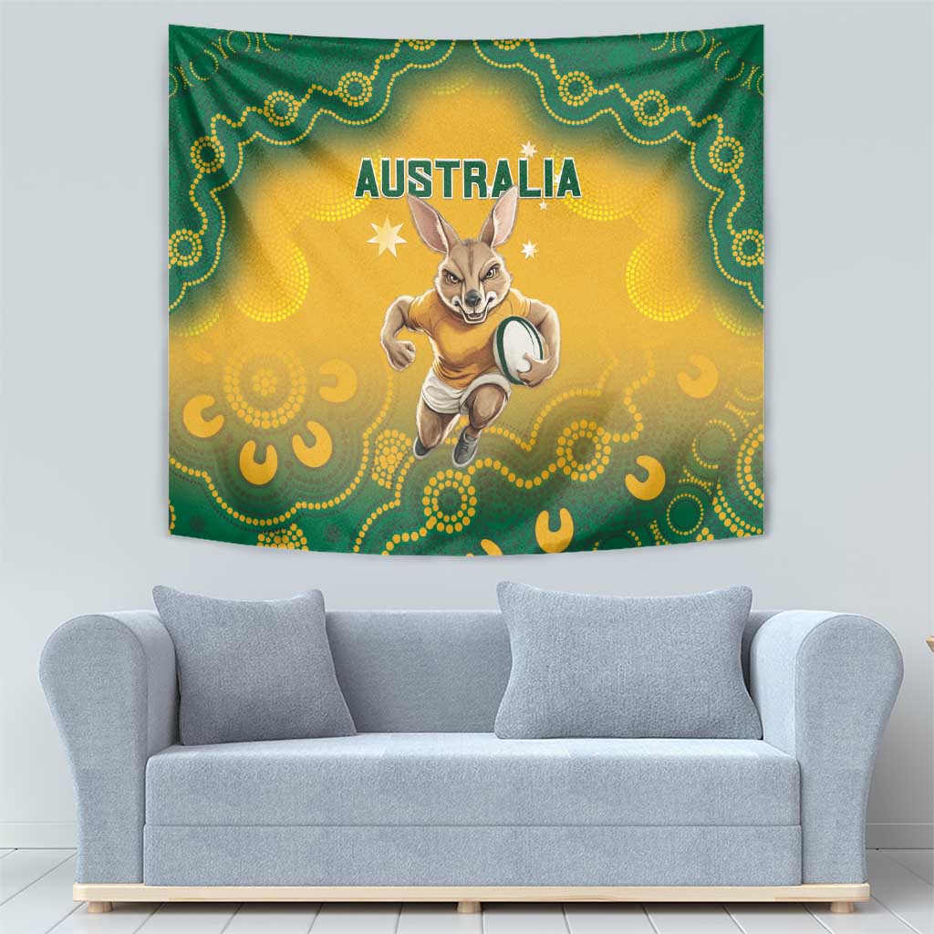 Australia Rugby 2024 Tapestry Go Wallabies Aboriginal Pattern LT05 - Wonder Print Shop