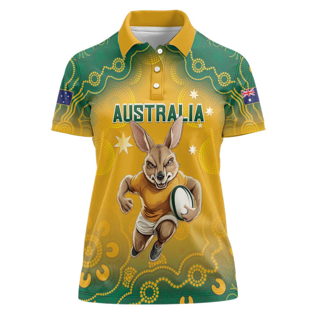 Custom Australia Rugby 2024 Women Polo Shirt Go Wallabies Aboriginal Pattern LT05 - Wonder Print Shop