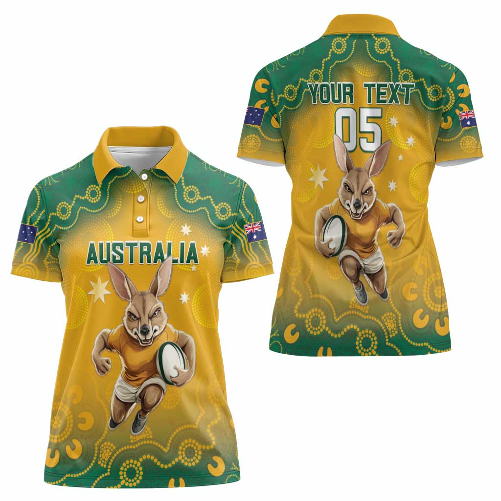Custom Australia Rugby 2024 Women Polo Shirt Go Wallabies Aboriginal Pattern LT05 - Wonder Print Shop