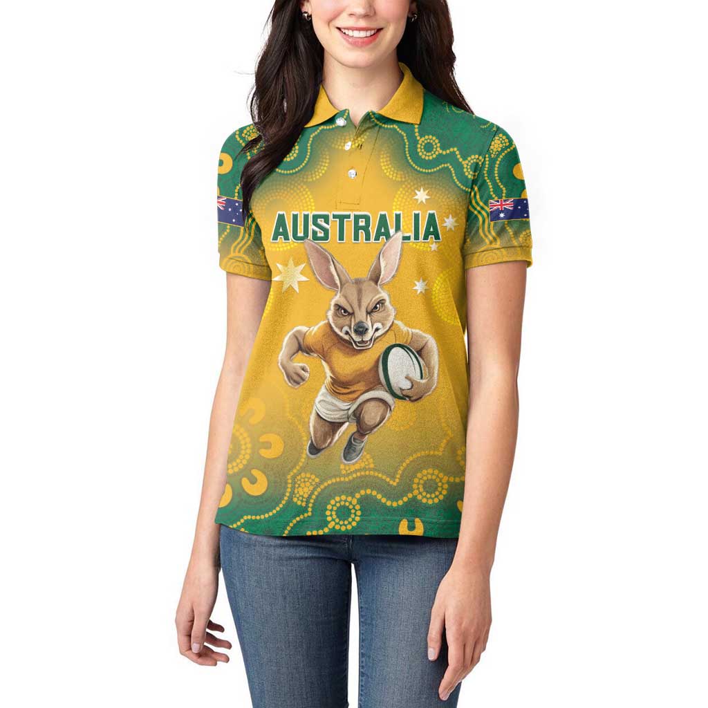 Custom Australia Rugby 2024 Women Polo Shirt Go Wallabies Aboriginal Pattern LT05 - Wonder Print Shop