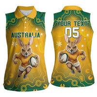 Custom Australia Rugby 2024 Women Sleeveless Polo Shirt Go Wallabies Aboriginal Pattern LT05 - Wonder Print Shop